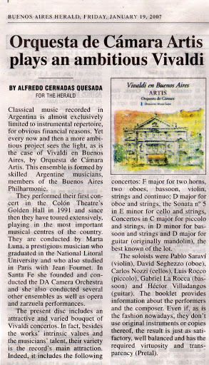 Album - Vivaldi en Buenos Aires / Buenos Aires Herald